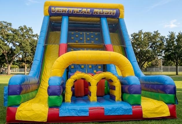 Size and layout of the Vertical Rush Obstacle Slide rental