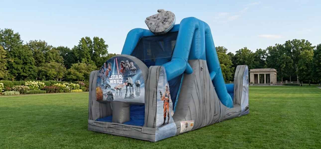 25ft Star Wars themed inflatable obstacle course rental Chicago IL