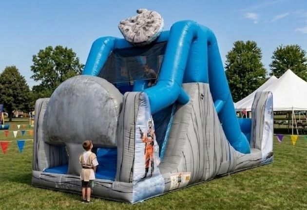 Kids racing the 25ft Star Wars obstacle course rental in Chicago