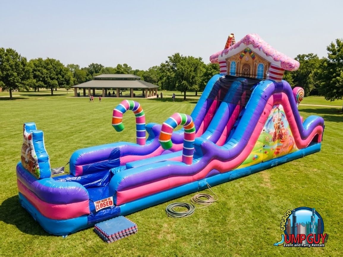 Kids climbing the Candyland Rock Climb Obstacle Slide rental in Chicago