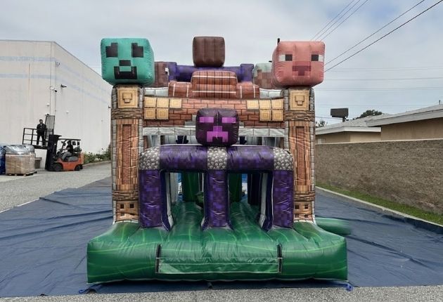 Kids racing the Mining Mania mining-themed obstacle course rental in Chicago